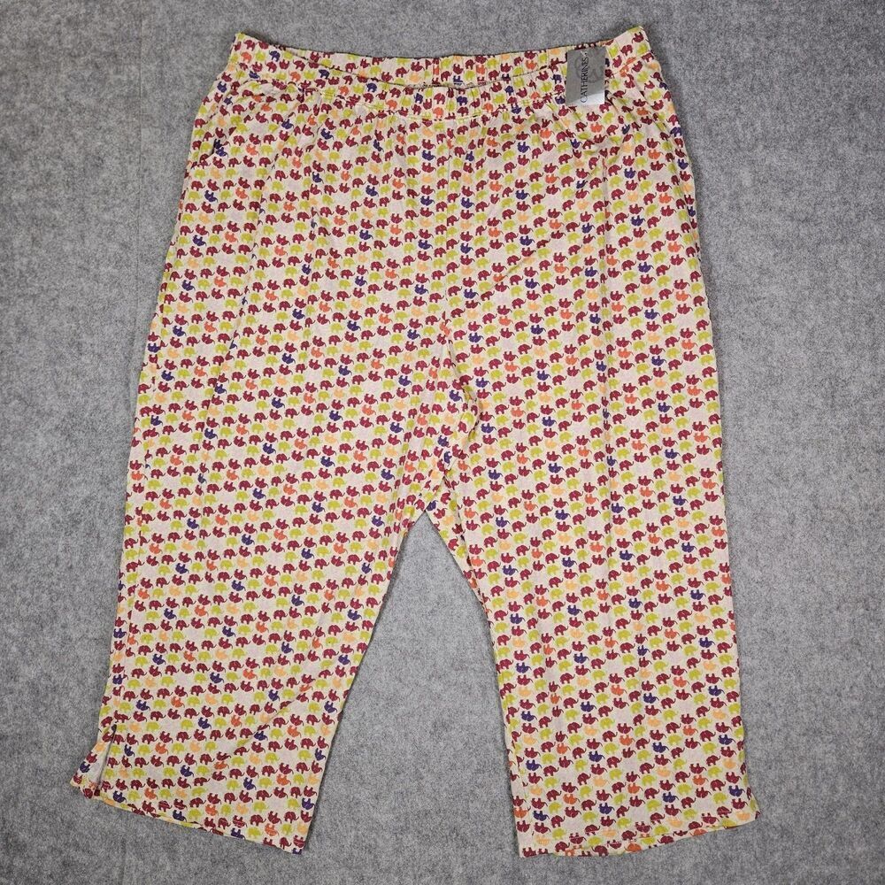 NWT Serenada Womens Multicolor Elephant Pajama Bottoms Sleep Lounge Size 1X